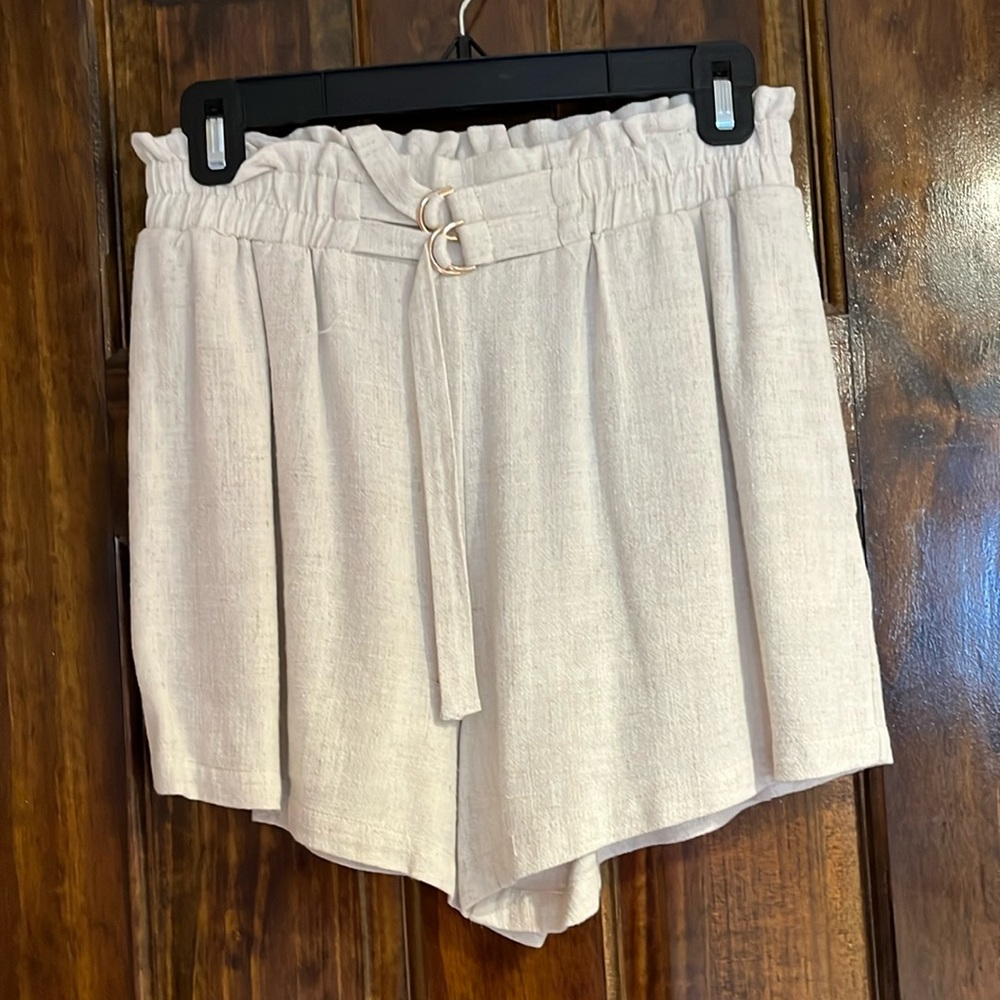 Elegant High-Waisted Cream Shorts